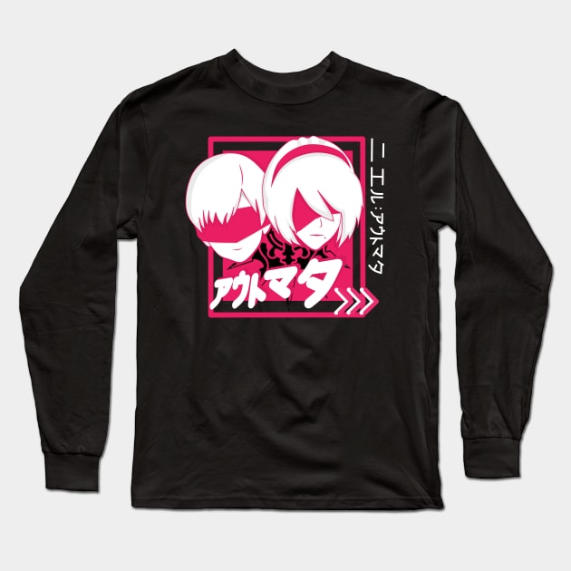 Duo Cute Face 9S and 2B Yorha AutoMata Long Sleeve T-Shirt by AchioSHan